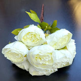 Buchet cu Bujori Crem – Flori Artificiale din Material Textil